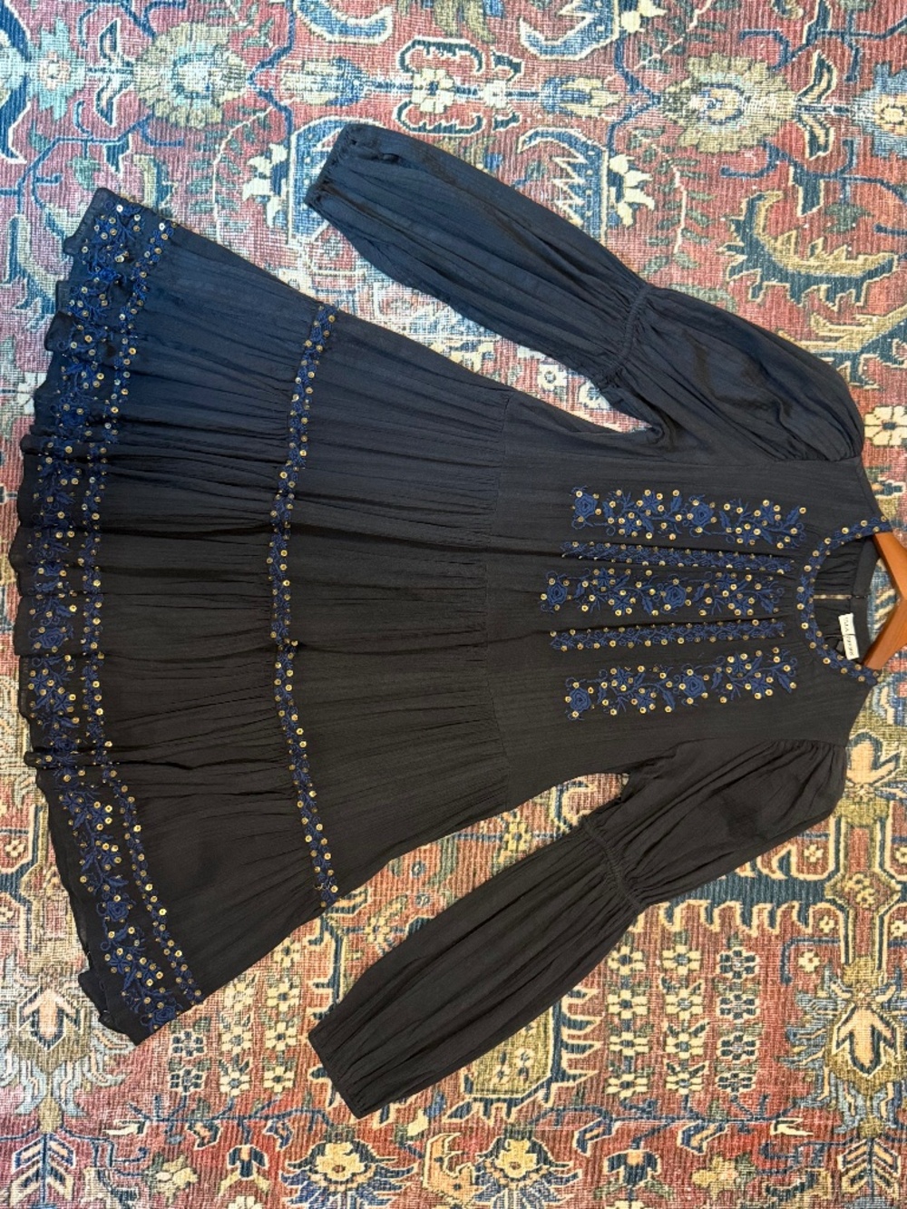 ULLA JOHNSON BEADED EMBROIDERED MINI DRESS